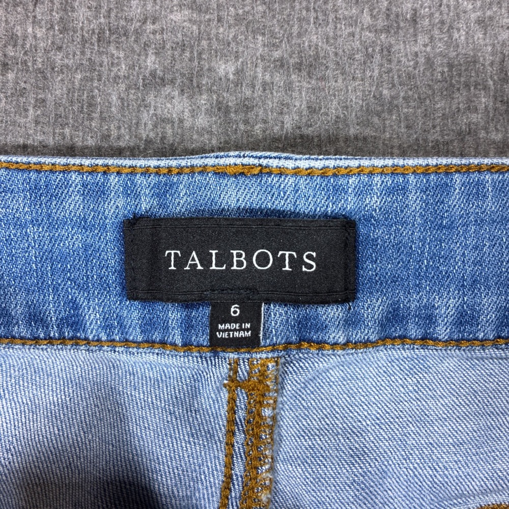 Talbots Wide Leg Crop Jeans Women 6 Blue High Rise Denim Stretch Casual Boho Mom - Picture 3 of 9